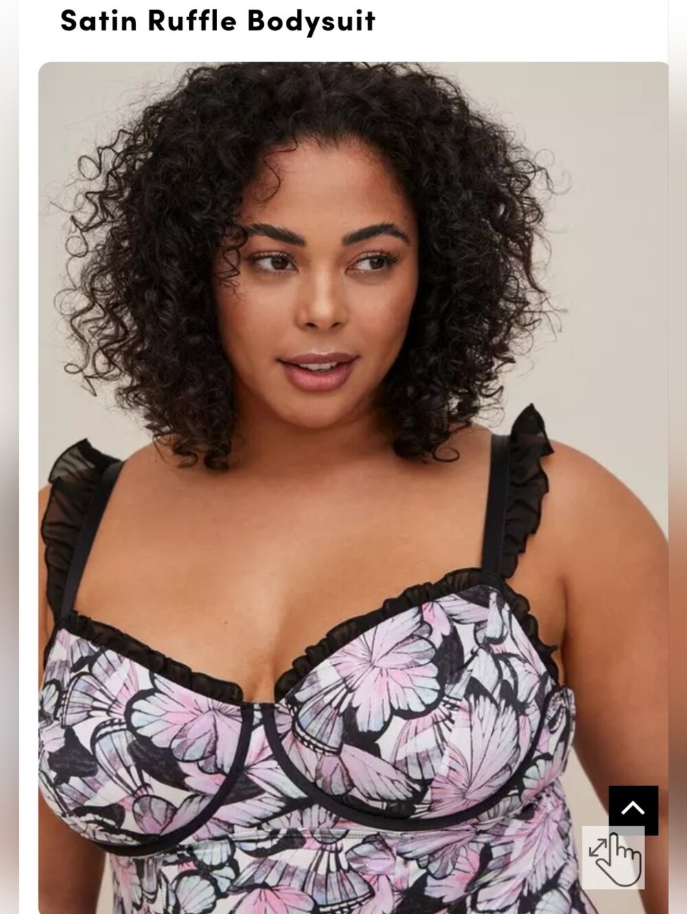 NWT Torrid 1 Satin Ruffle Bodysuit Butterfly Print Pink Black Underwire 3387-c - Picture 3 of 15